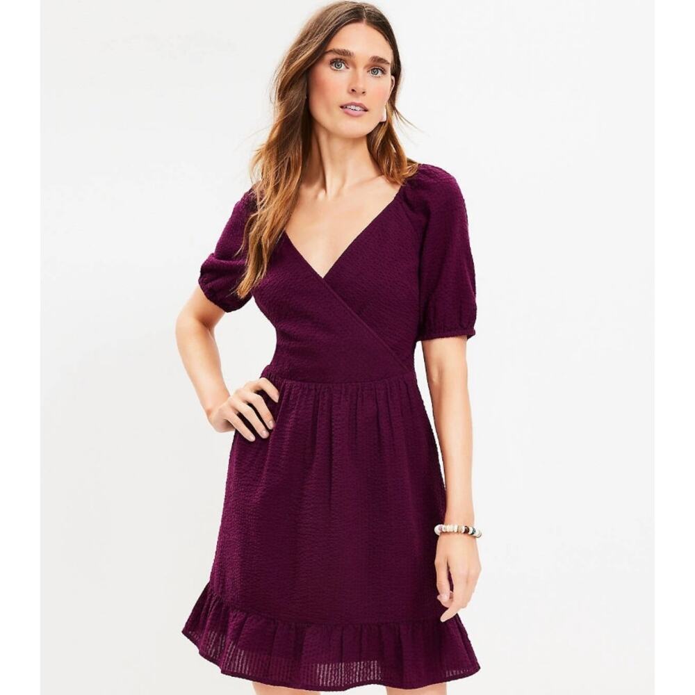 Ann Taylor Loft‎ Petite Purple V-Neck Dress 100% cotton NWT